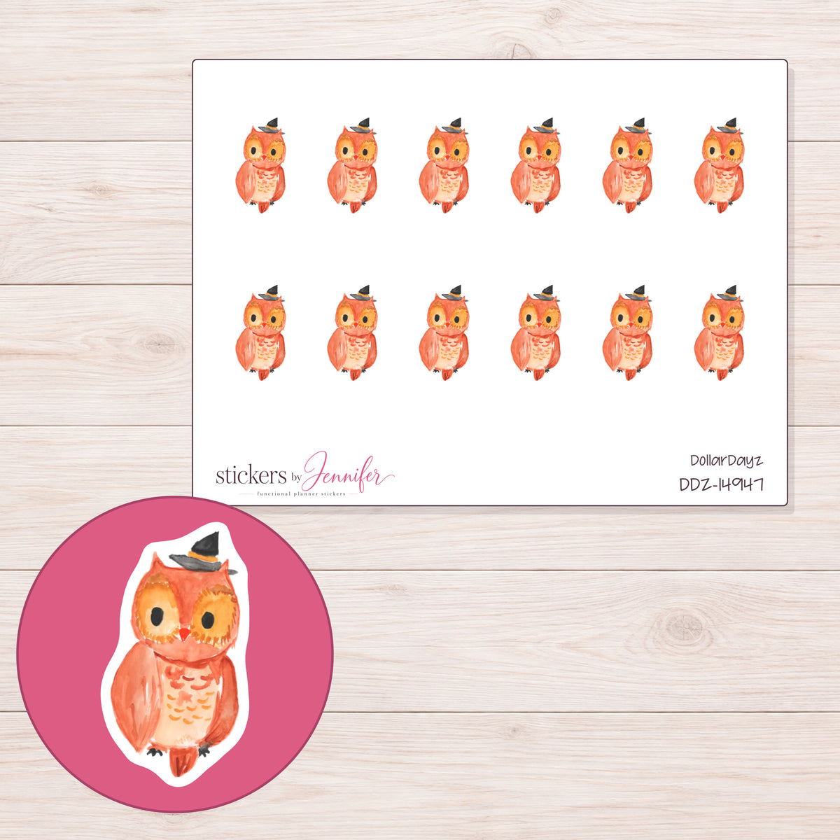 DDZ-14947 planner sticker sheet with enlarged sticker detail