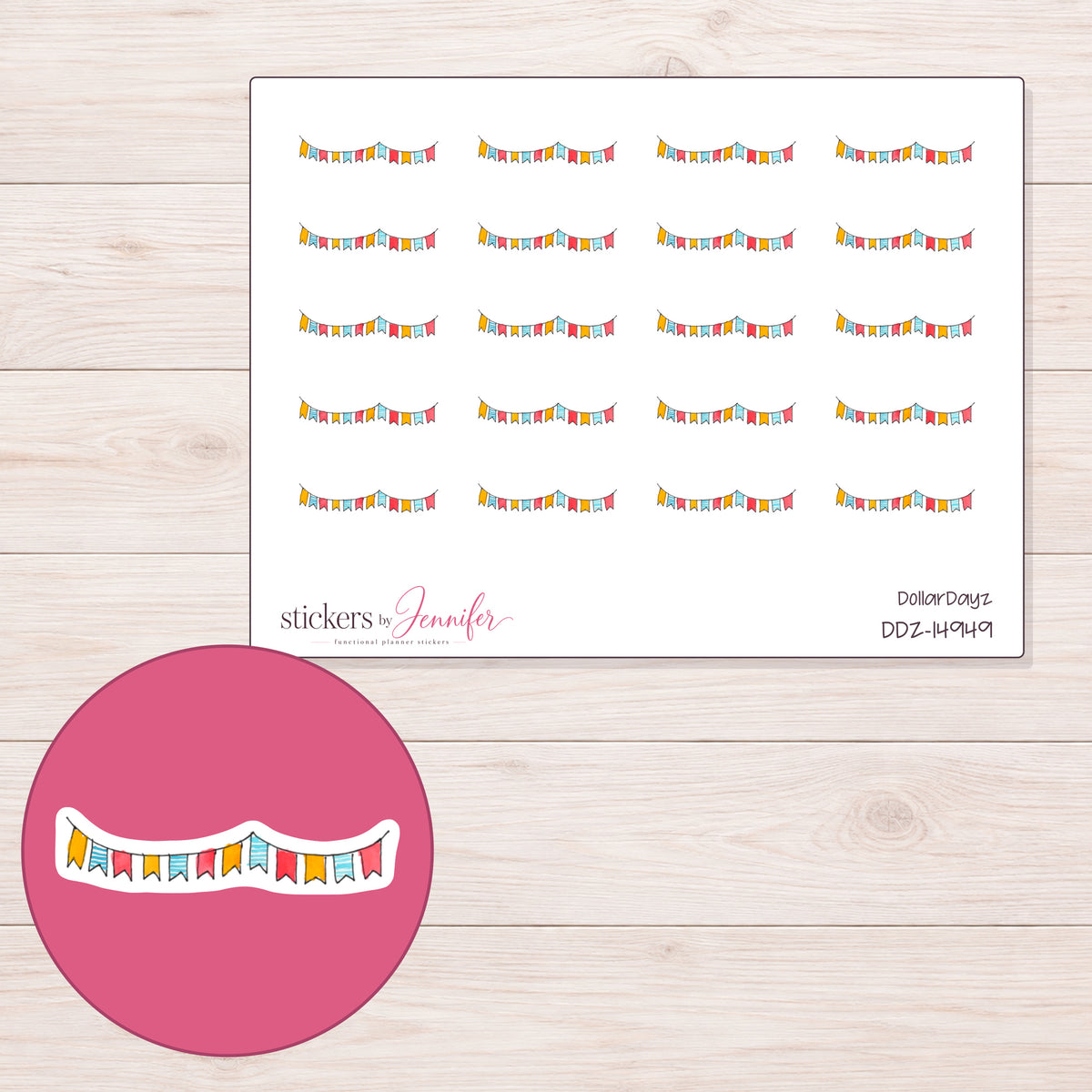 DDZ-14949 planner sticker sheet with enlarged sticker detail