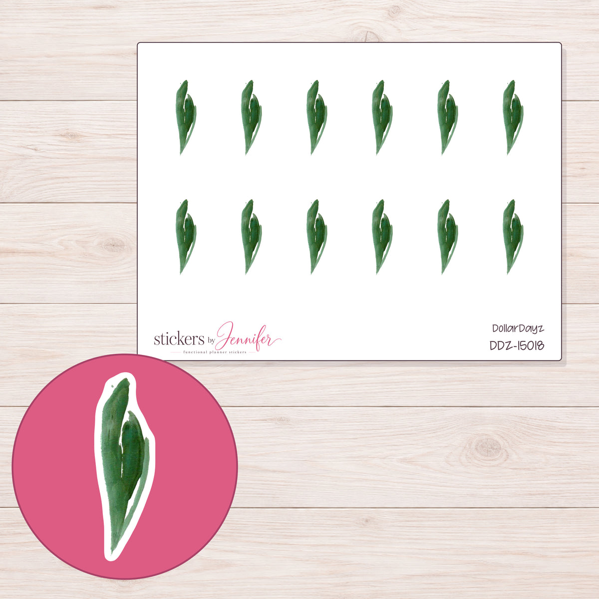 DDZ-15018 planner sticker sheet with enlarged sticker detail