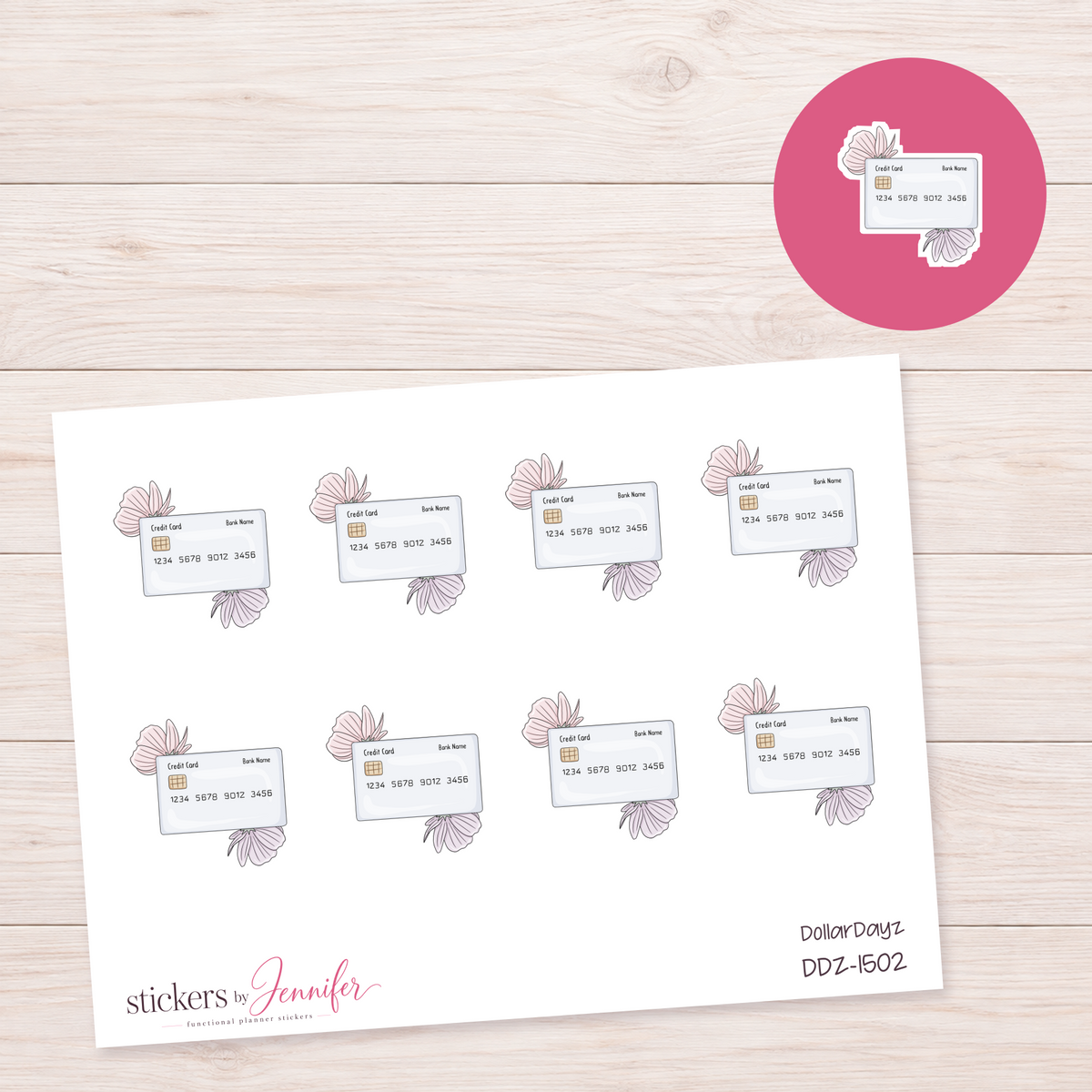 Floral Credit Card Planner Stickers | DDZ-1502