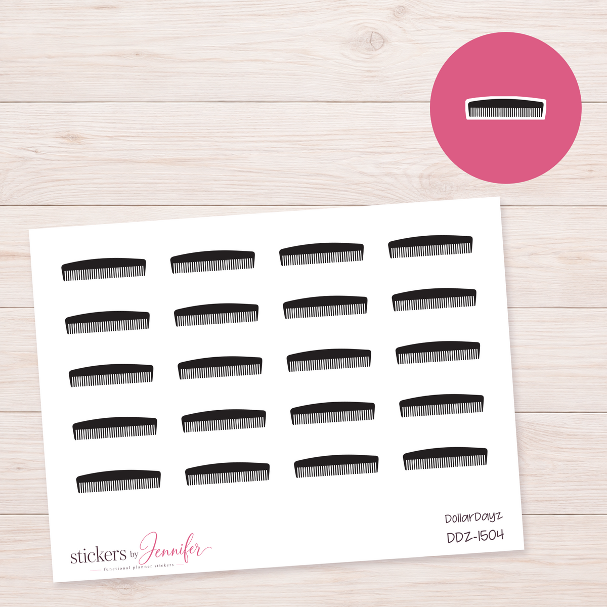Black Comb Planner Stickers | DDZ-1504