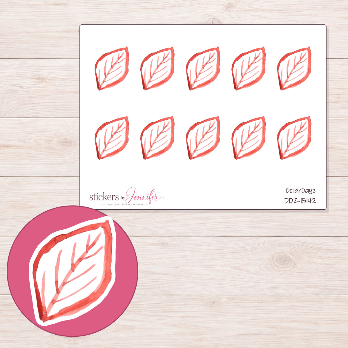DDZ-15142 planner sticker sheet with enlarged sticker detail