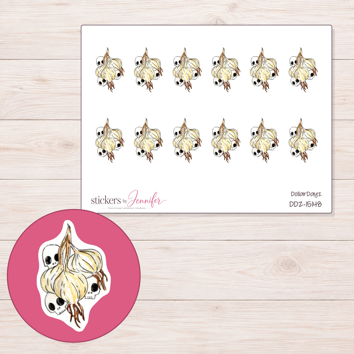 DDZ-15148 planner sticker sheet with enlarged sticker detail