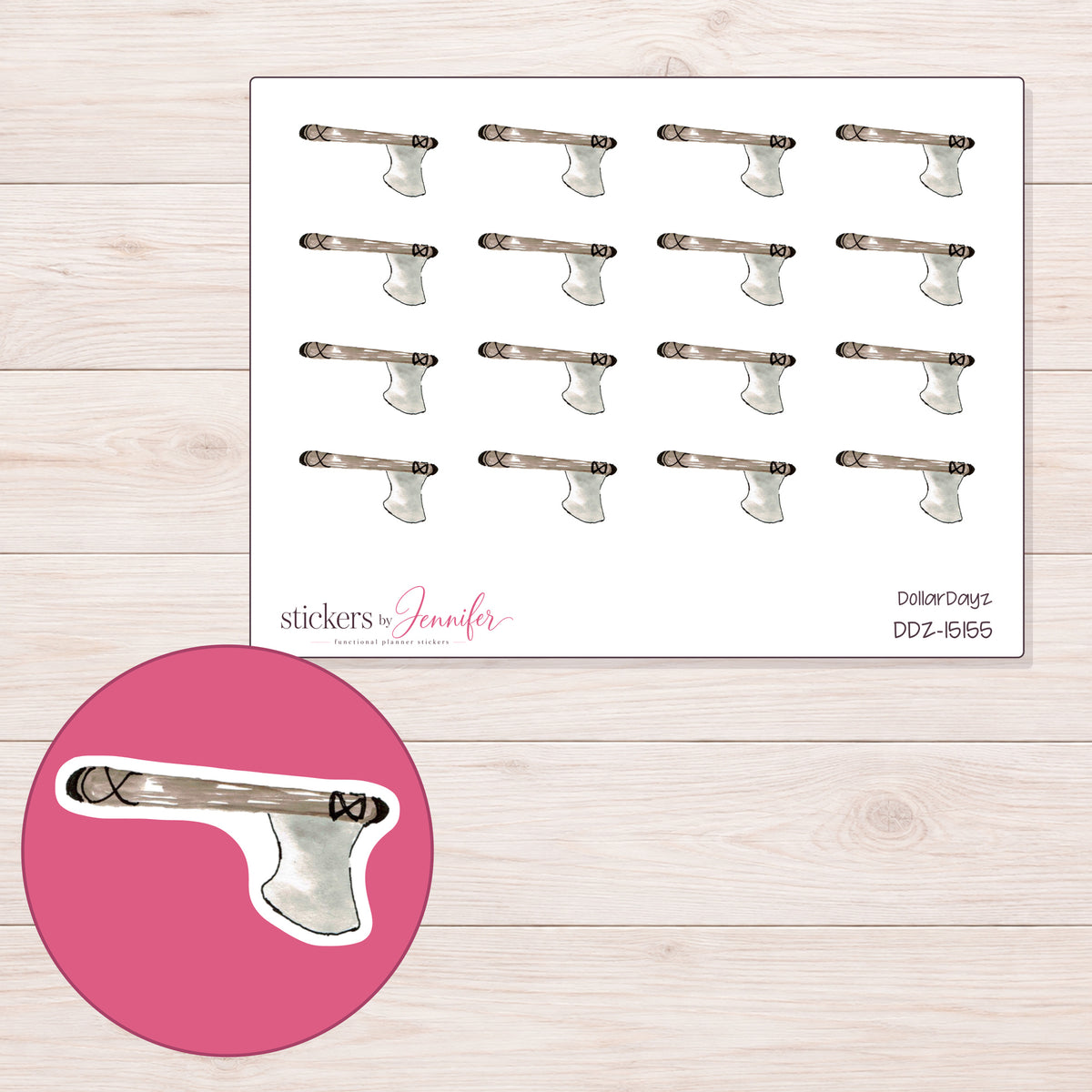 DDZ-15155 planner sticker sheet with enlarged sticker detail