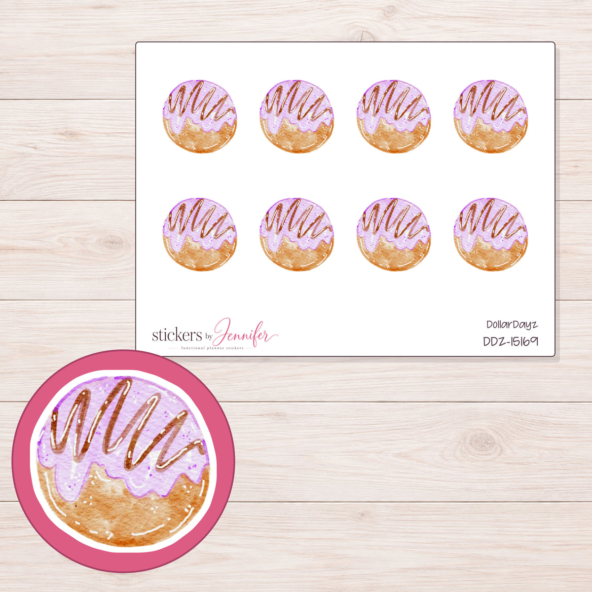DDZ-15169 planner sticker sheet with enlarged sticker detail