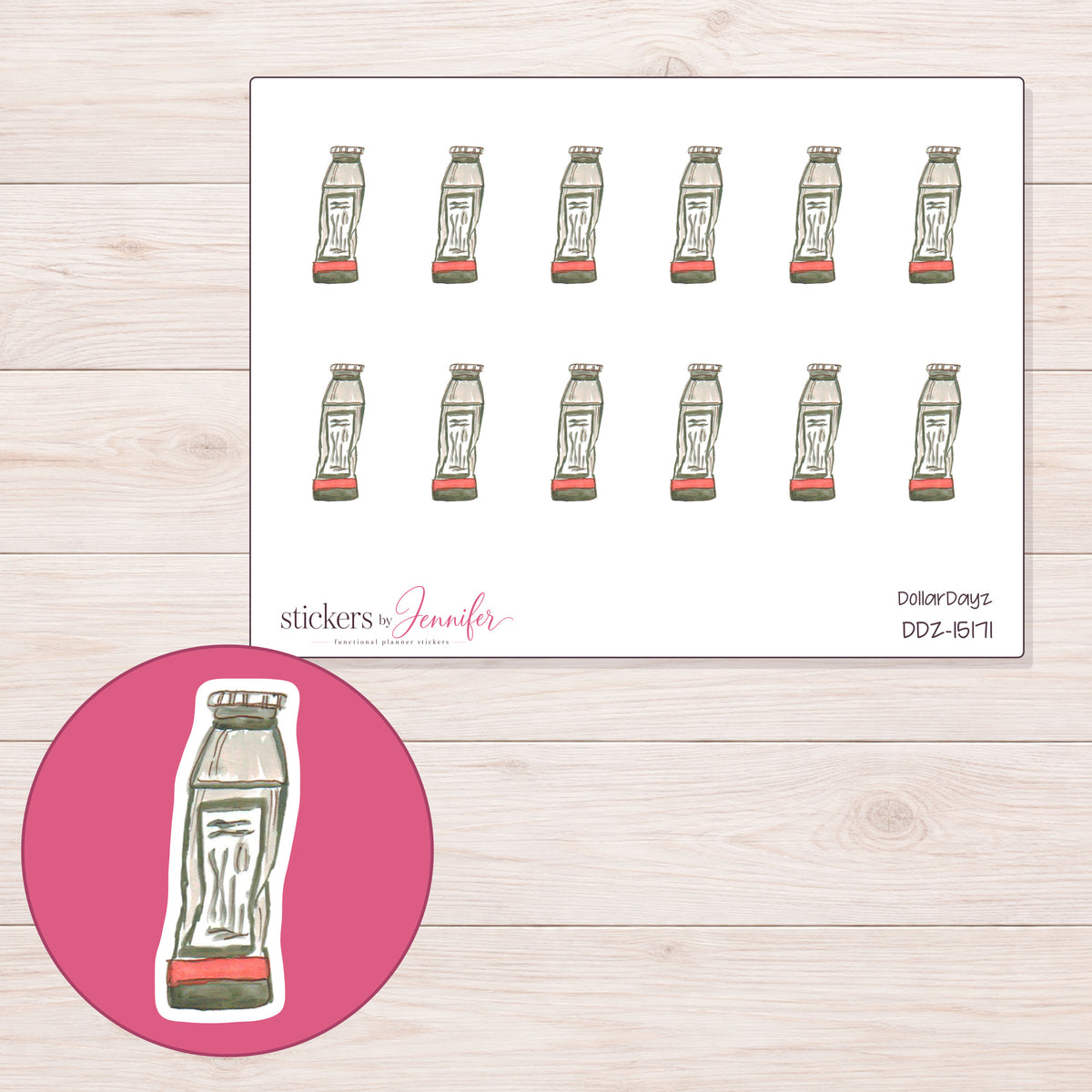 DDZ-15171 planner sticker sheet with enlarged sticker detail