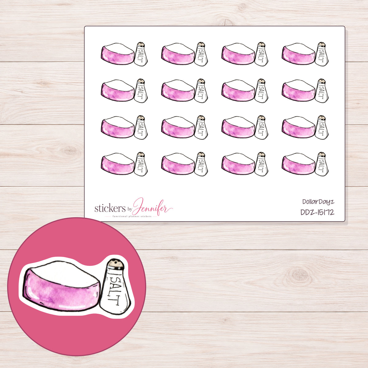 DDZ-15172 planner sticker sheet with enlarged sticker detail