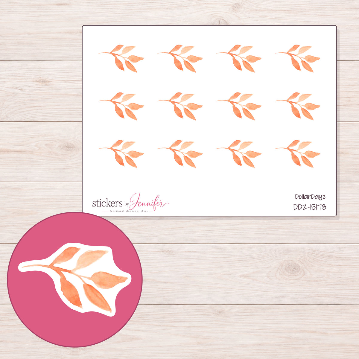 DDZ-15178 planner sticker sheet with enlarged sticker detail
