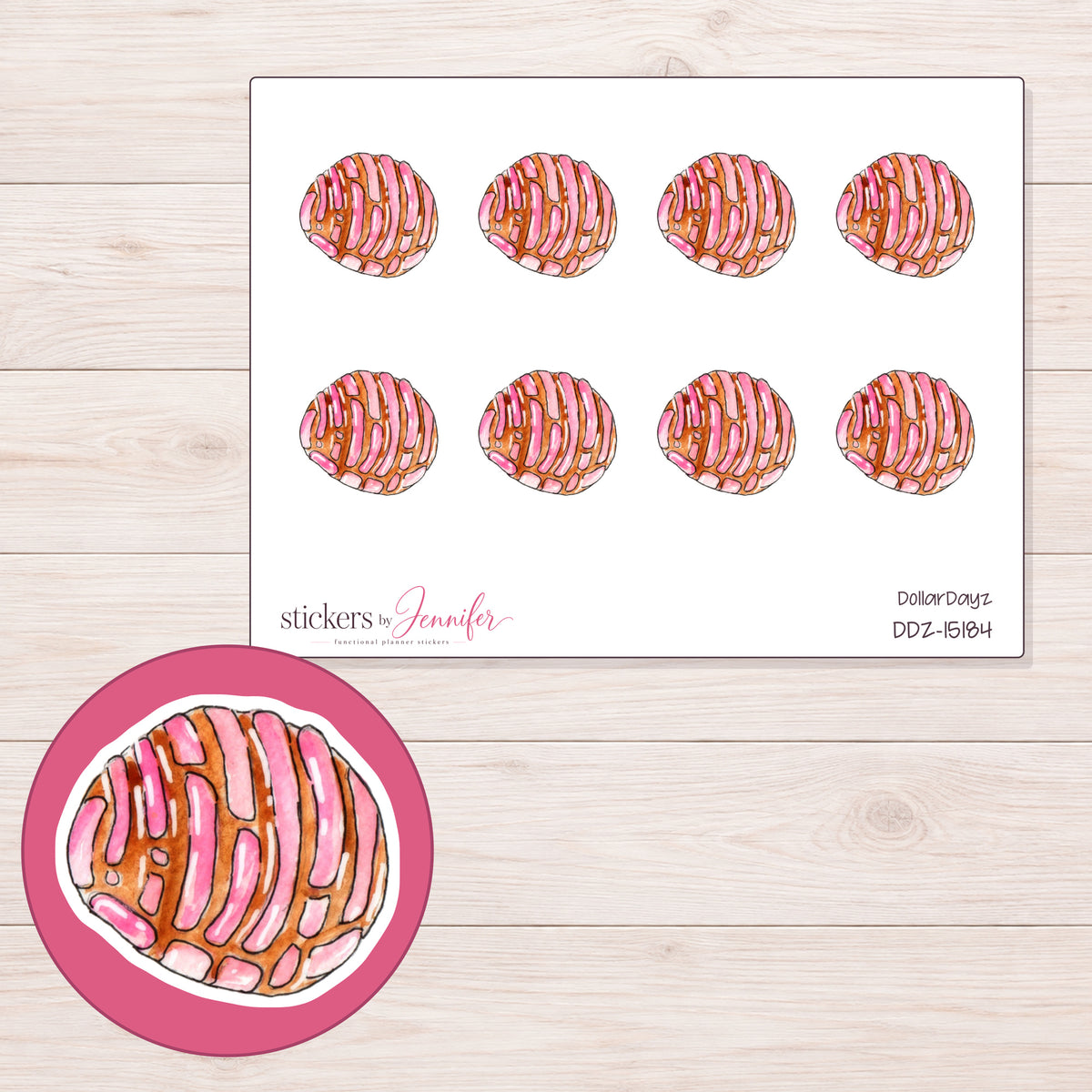 DDZ-15184 planner sticker sheet with enlarged sticker detail