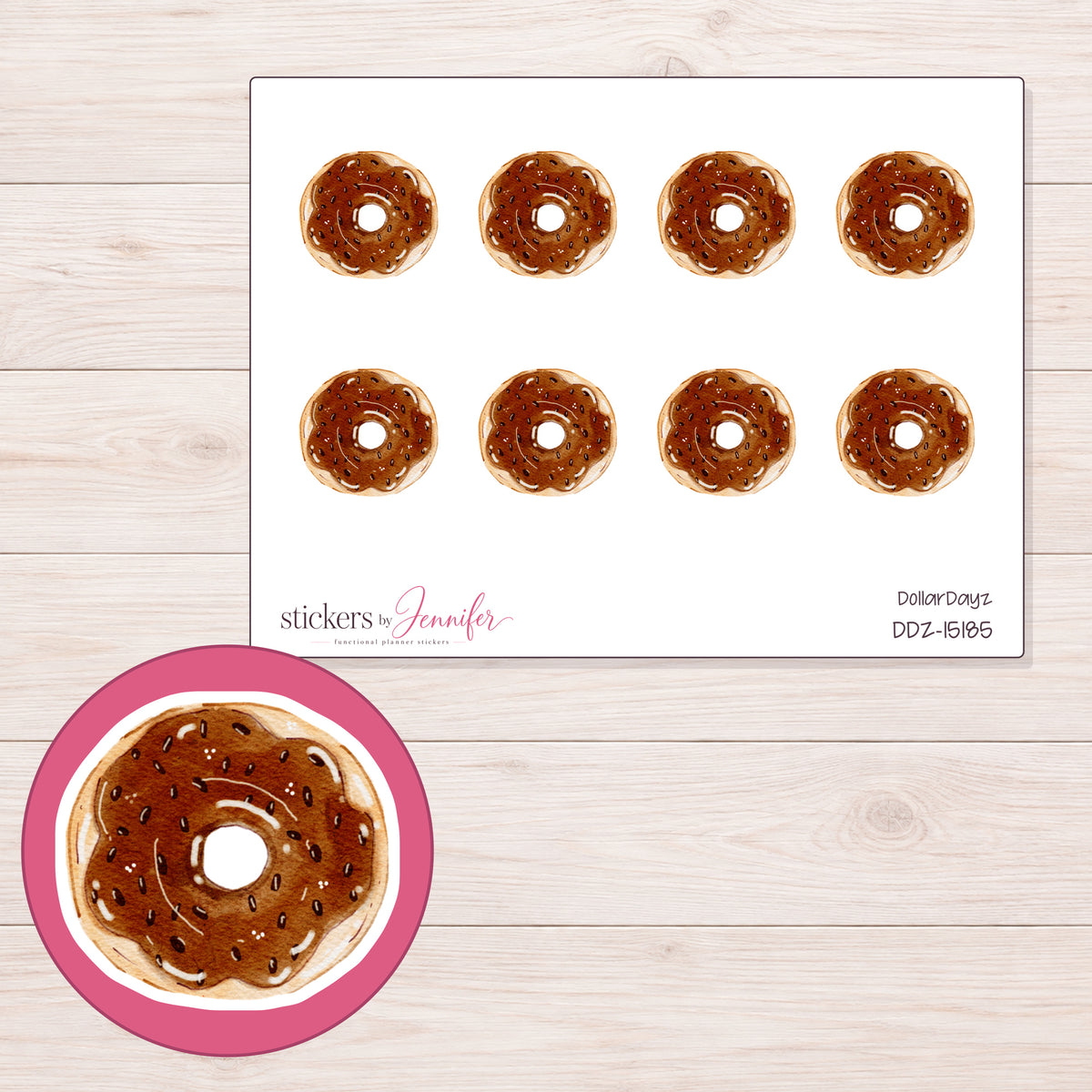 DDZ-15185 planner sticker sheet with enlarged sticker detail