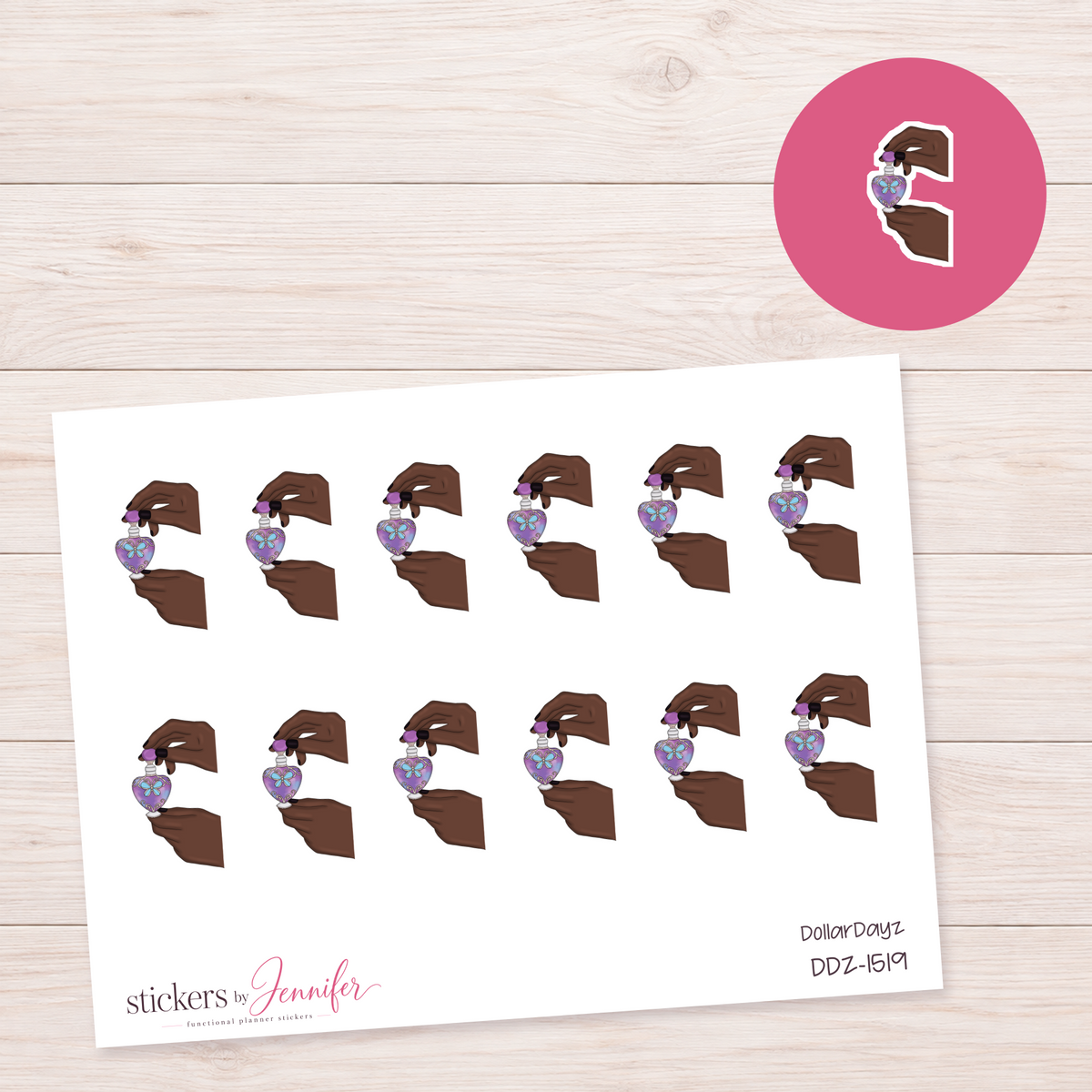 Purple Perfume in Hands Planner Stickers | DDZ-1519