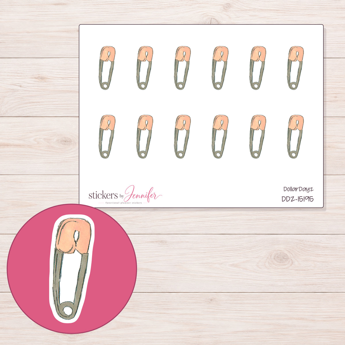 DDZ-15195 planner sticker sheet with enlarged sticker detail