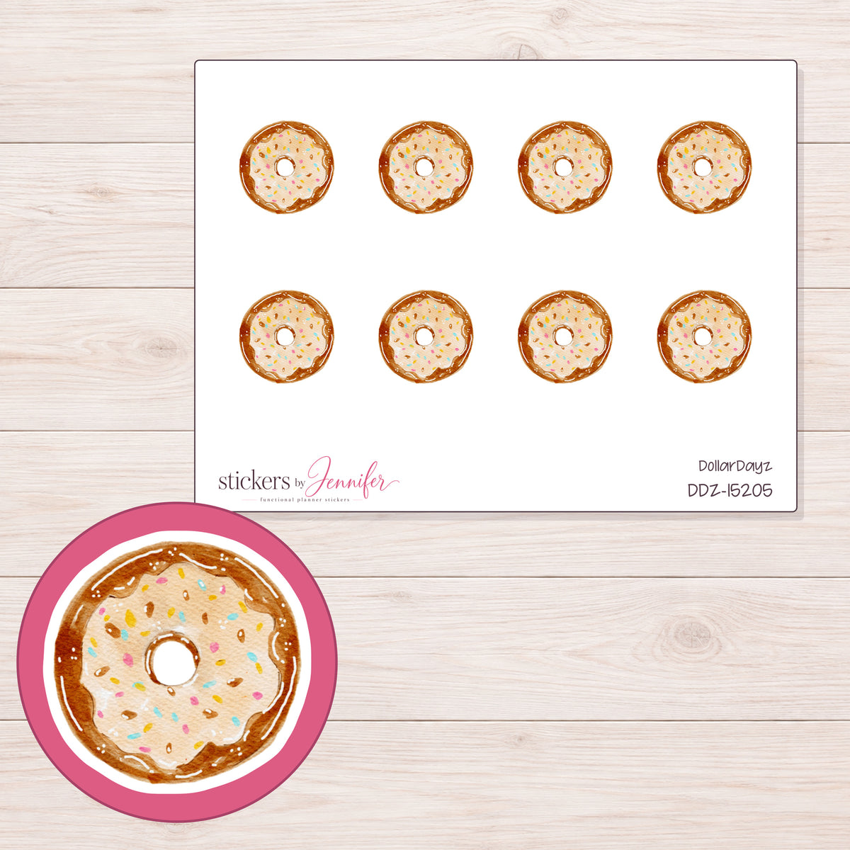 DDZ-15205 planner sticker sheet with enlarged sticker detail