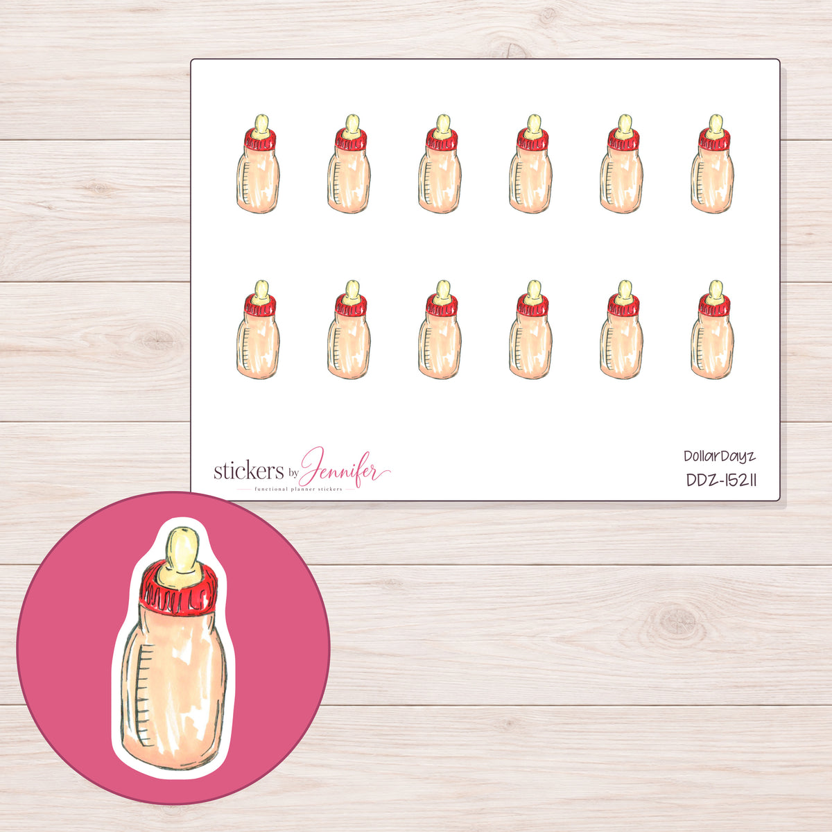 DDZ-15211 planner sticker sheet with enlarged sticker detail