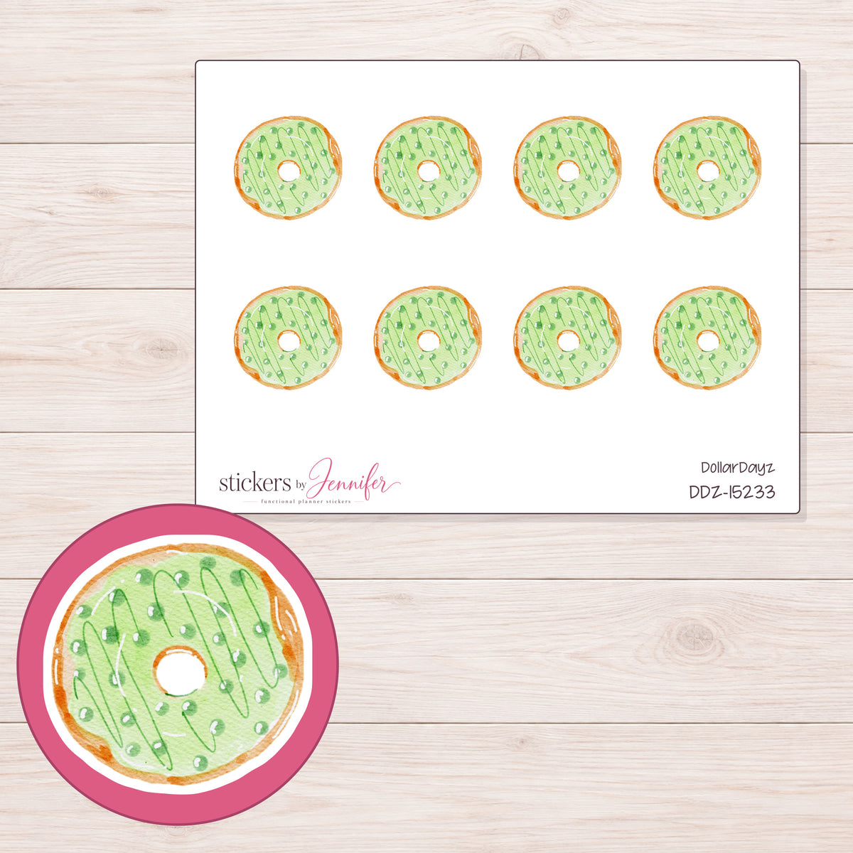 DDZ-15233 planner sticker sheet with enlarged sticker detail