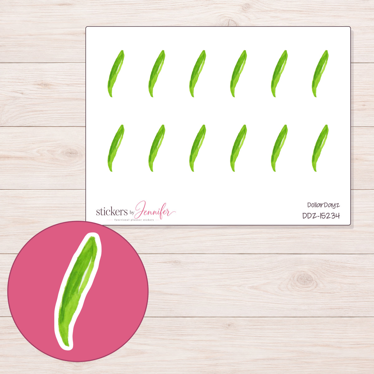 DDZ-15234 planner sticker sheet with enlarged sticker detail