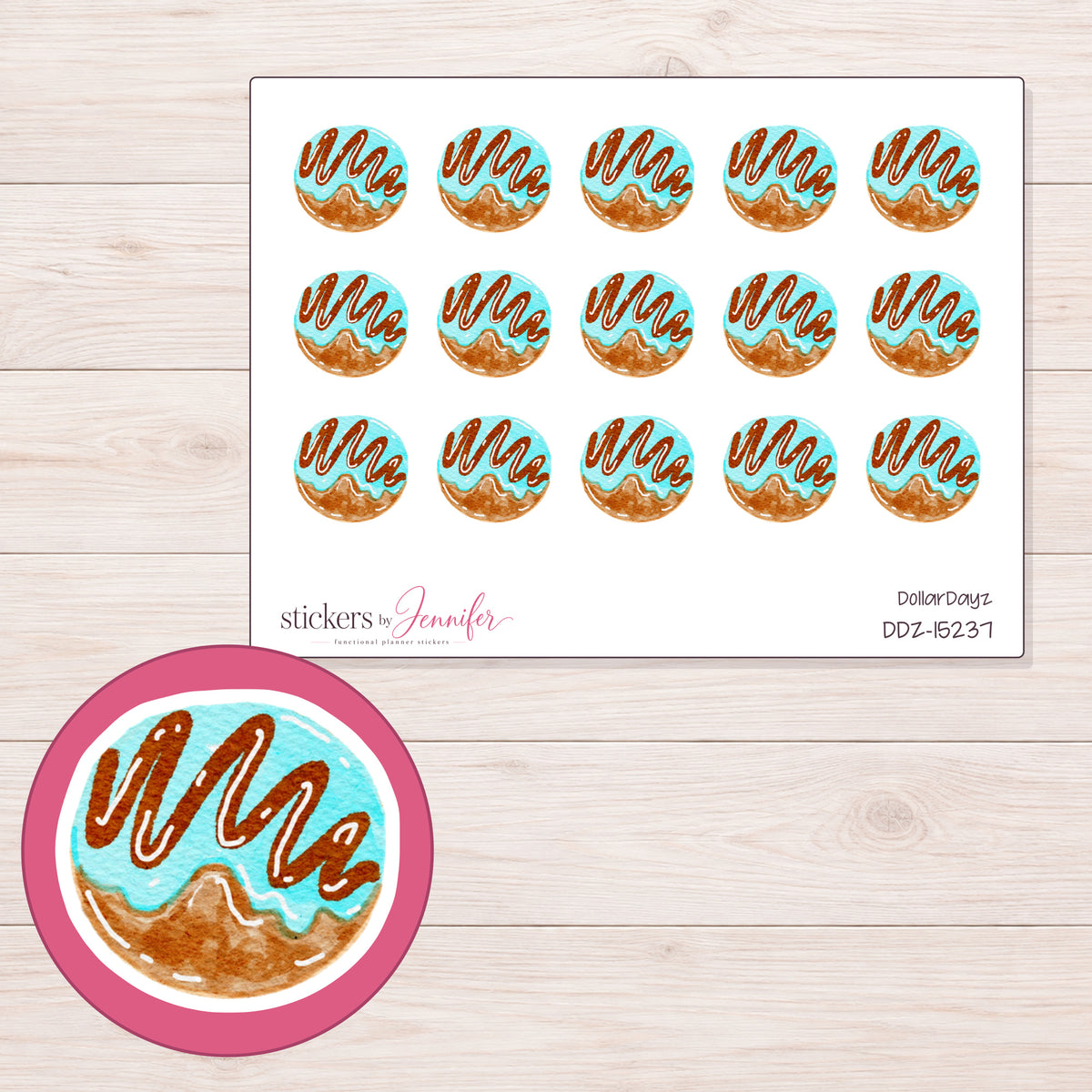 DDZ-15237 planner sticker sheet with enlarged sticker detail