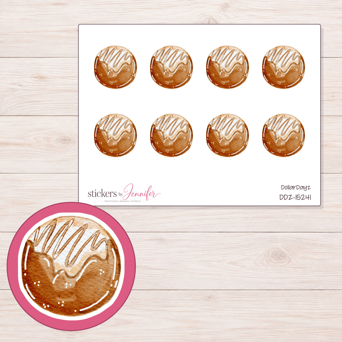 DDZ-15241 planner sticker sheet with enlarged sticker detail
