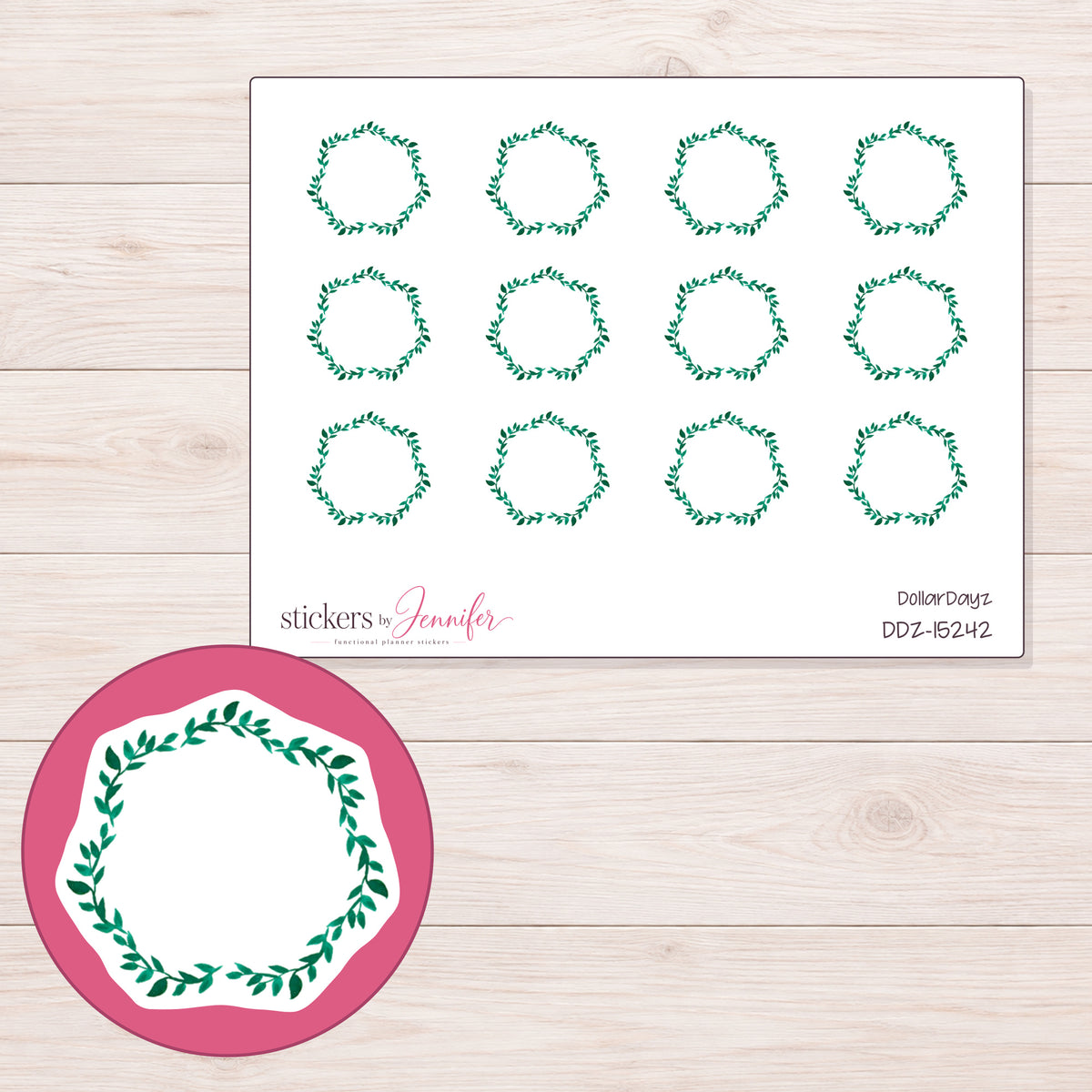 DDZ-15242 planner sticker sheet with enlarged sticker detail