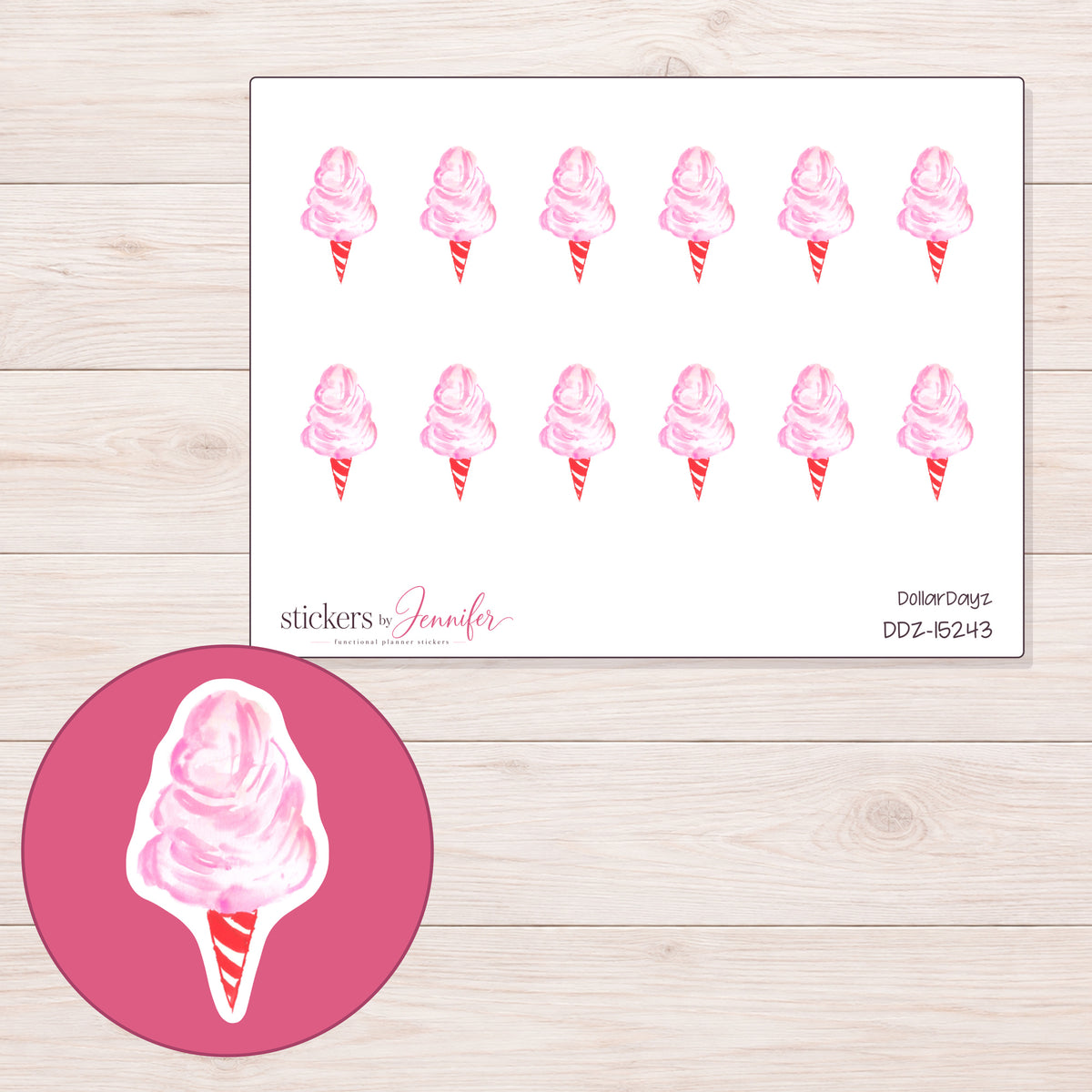 DDZ-15243 planner sticker sheet with enlarged sticker detail