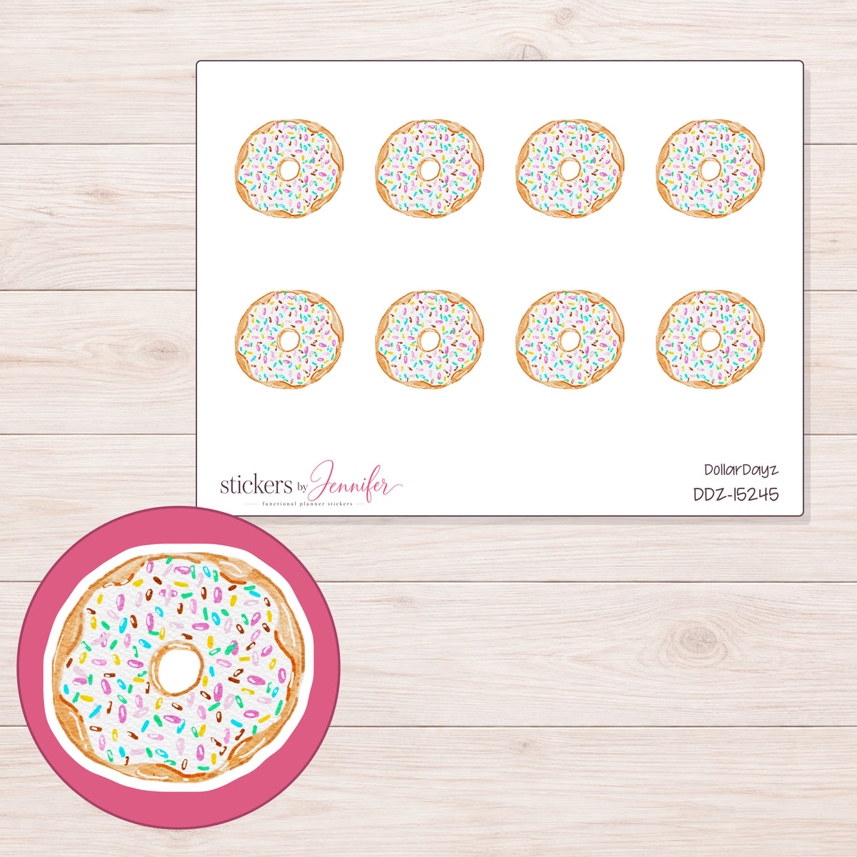 DDZ-15245 planner sticker sheet with enlarged sticker detail