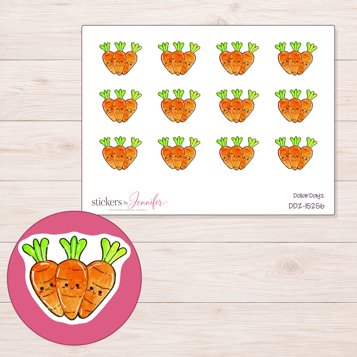 DDZ-15256 planner sticker sheet with enlarged sticker detail