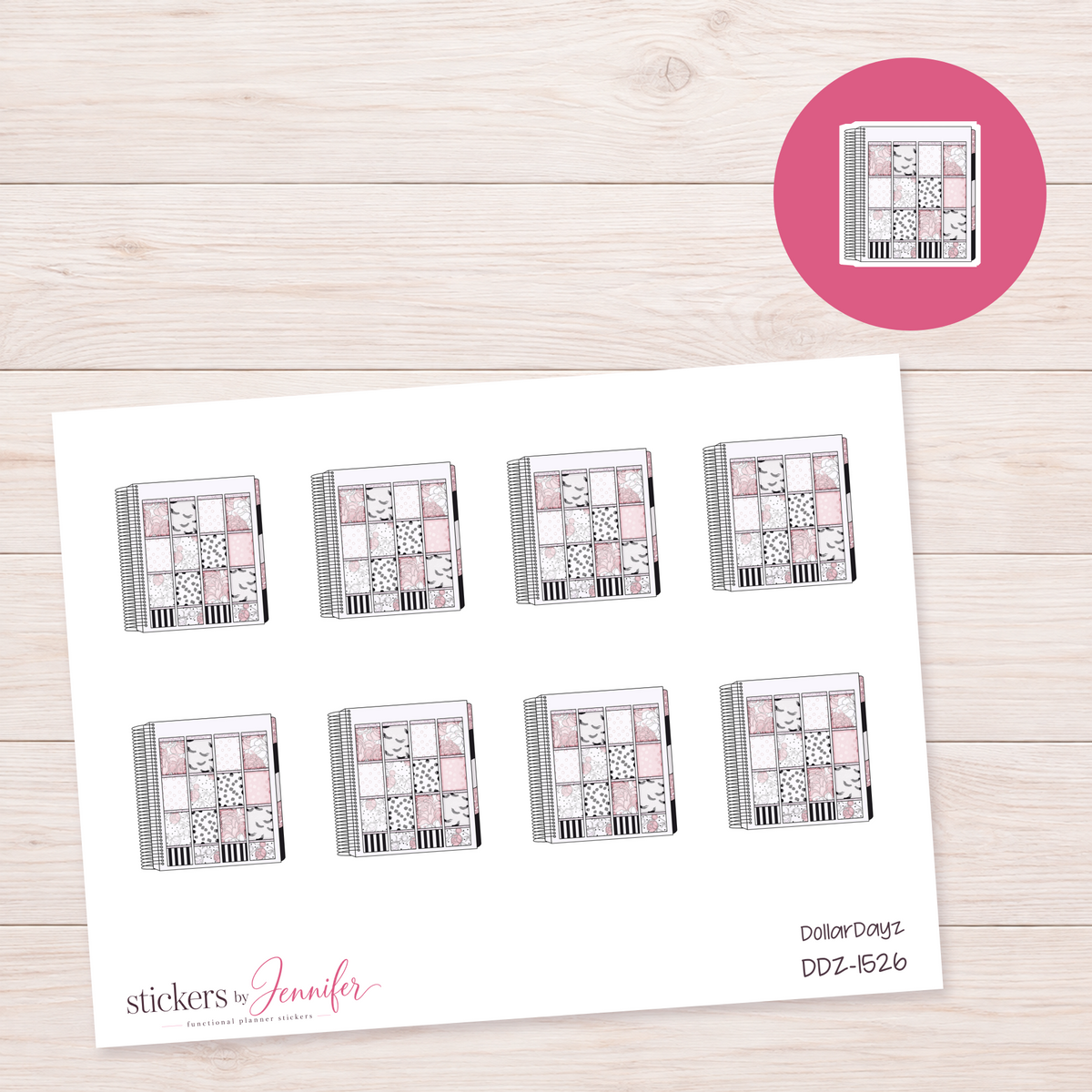 Pink Patterned Planner Sheet Planner Stickers | DDZ-1526