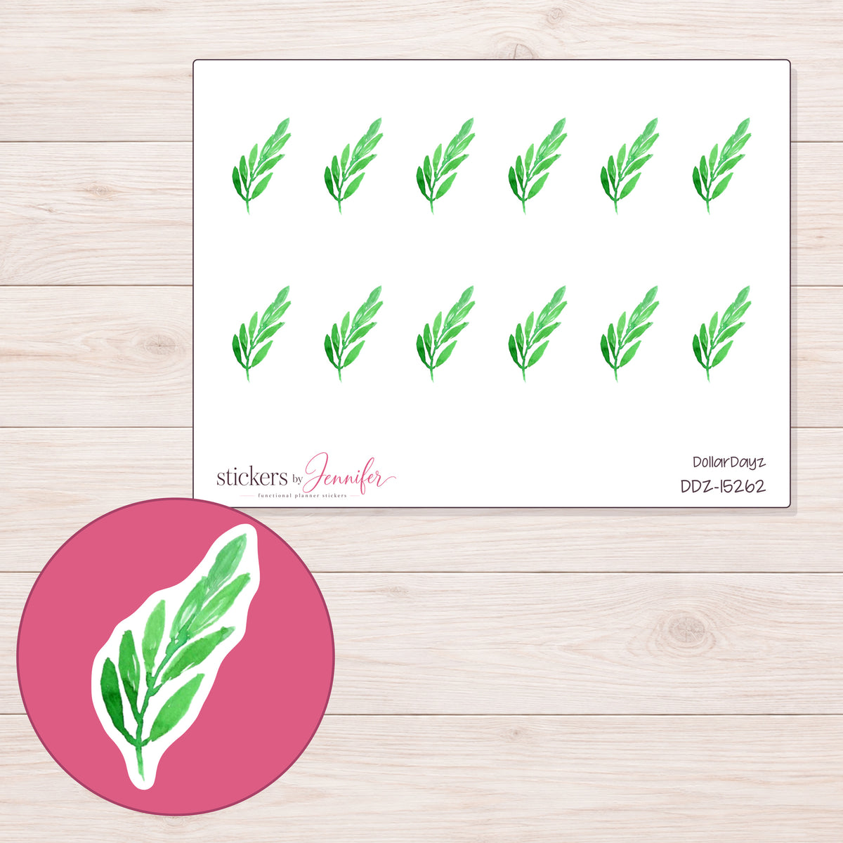 DDZ-15262 planner sticker sheet with enlarged sticker detail