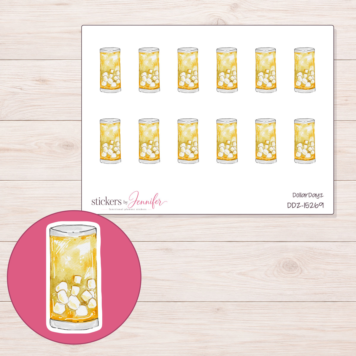 DDZ-15269 planner sticker sheet with enlarged sticker detail