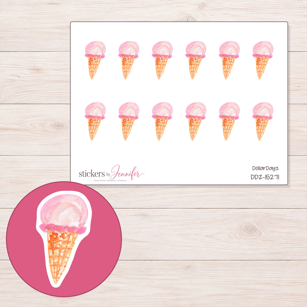 DDZ-15271 planner sticker sheet with enlarged sticker detail