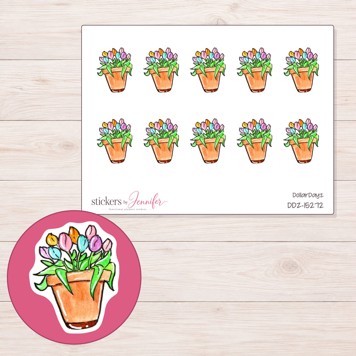 DDZ-15272 planner sticker sheet with enlarged sticker detail