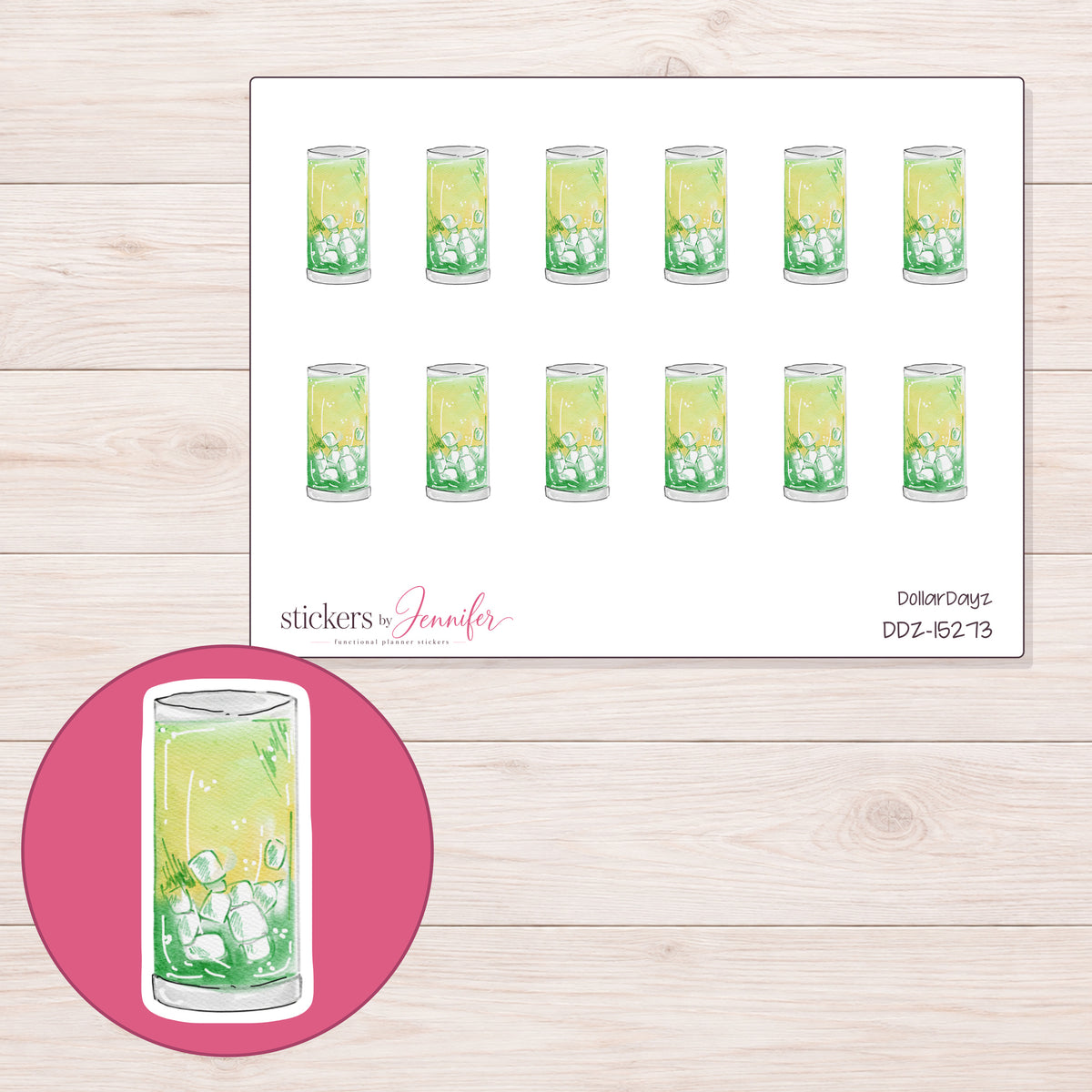 DDZ-15273 planner sticker sheet with enlarged sticker detail