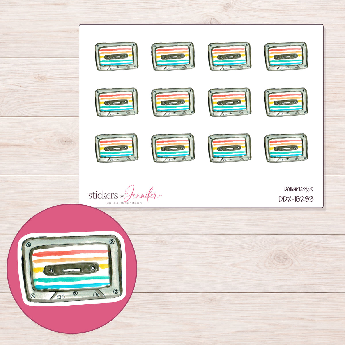DDZ-15283 planner sticker sheet with enlarged sticker detail