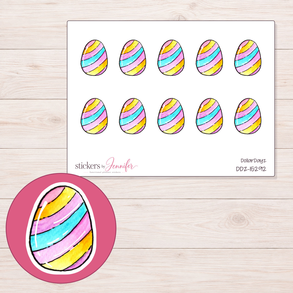 DDZ-15292 planner sticker sheet with enlarged sticker detail