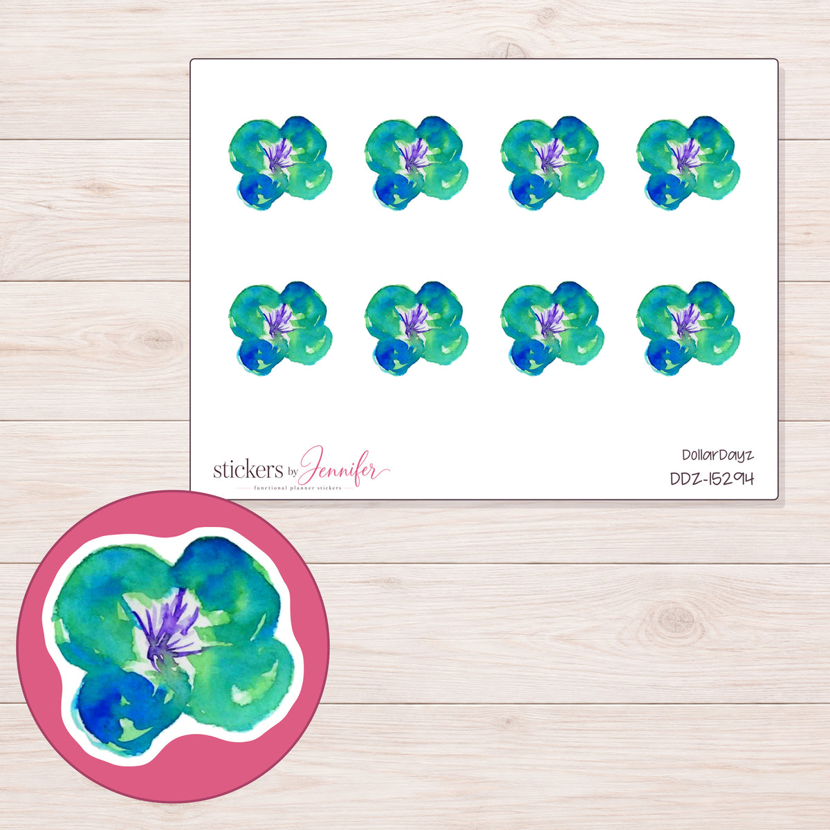 DDZ-15294 planner sticker sheet with enlarged sticker detail