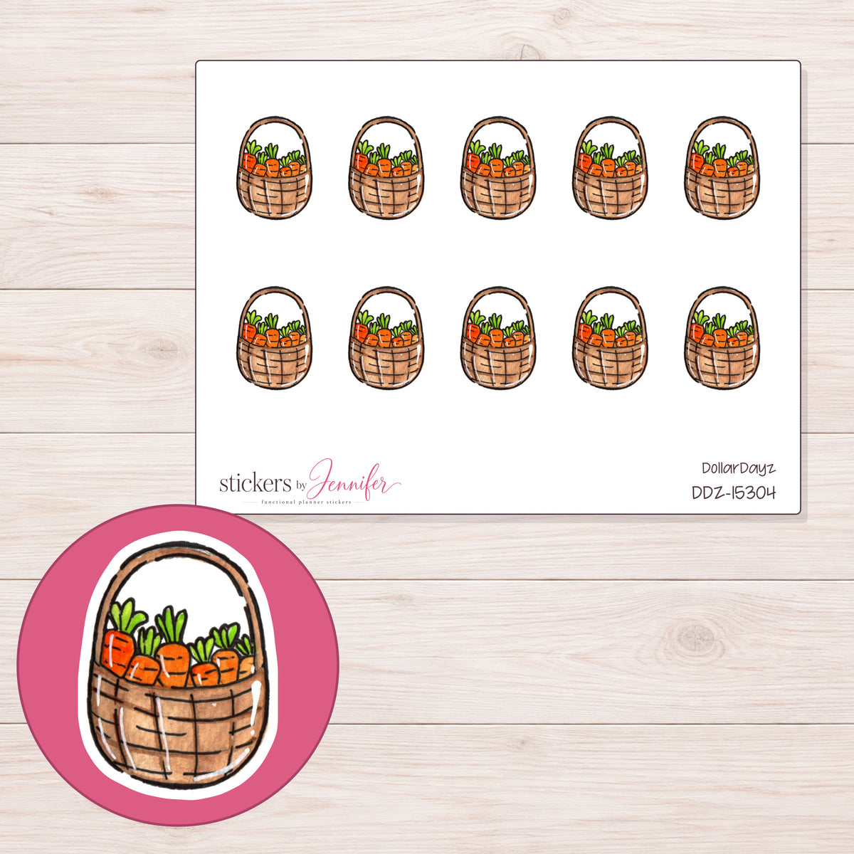 DDZ-15304 planner sticker sheet with enlarged sticker detail