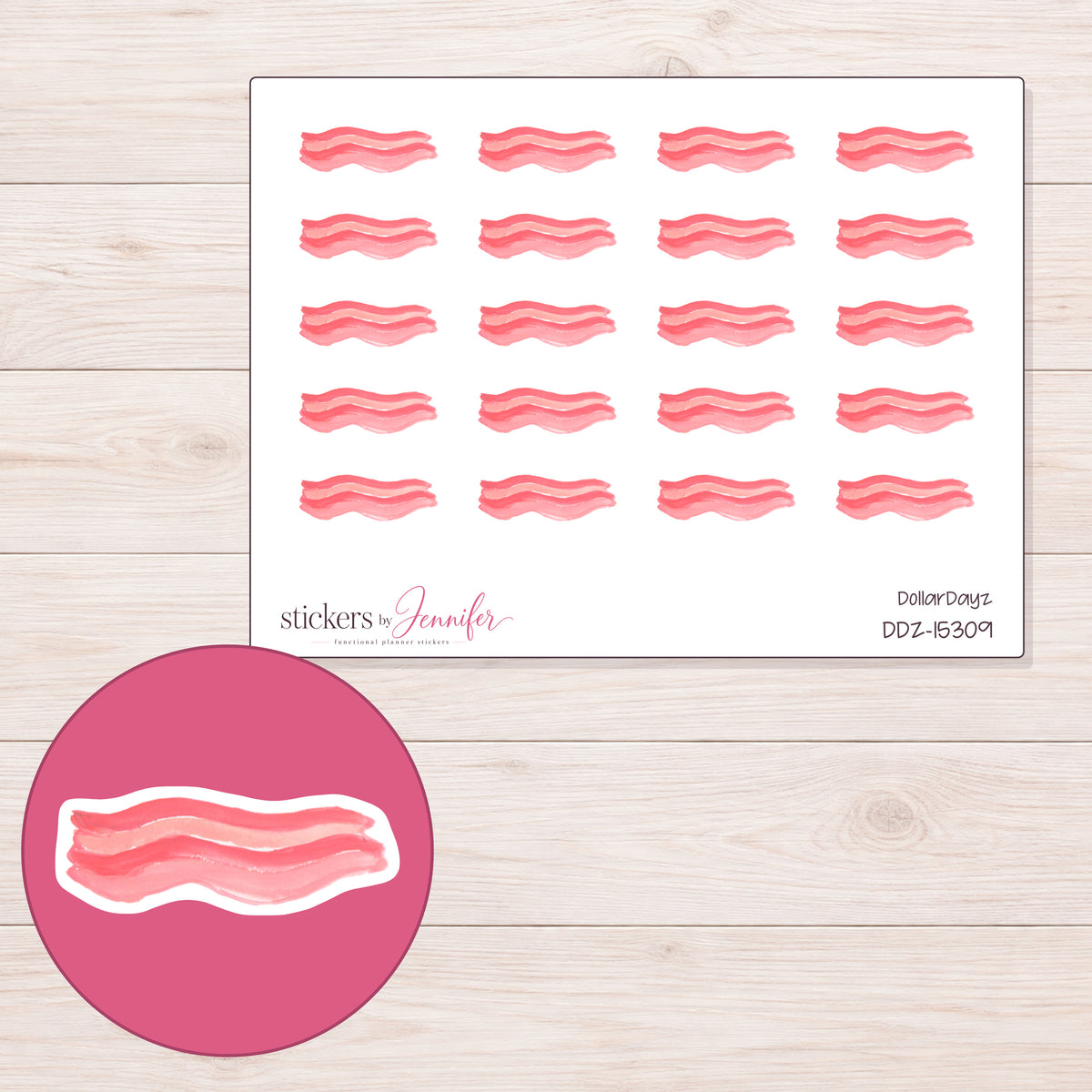 DDZ-15309 planner sticker sheet with enlarged sticker detail