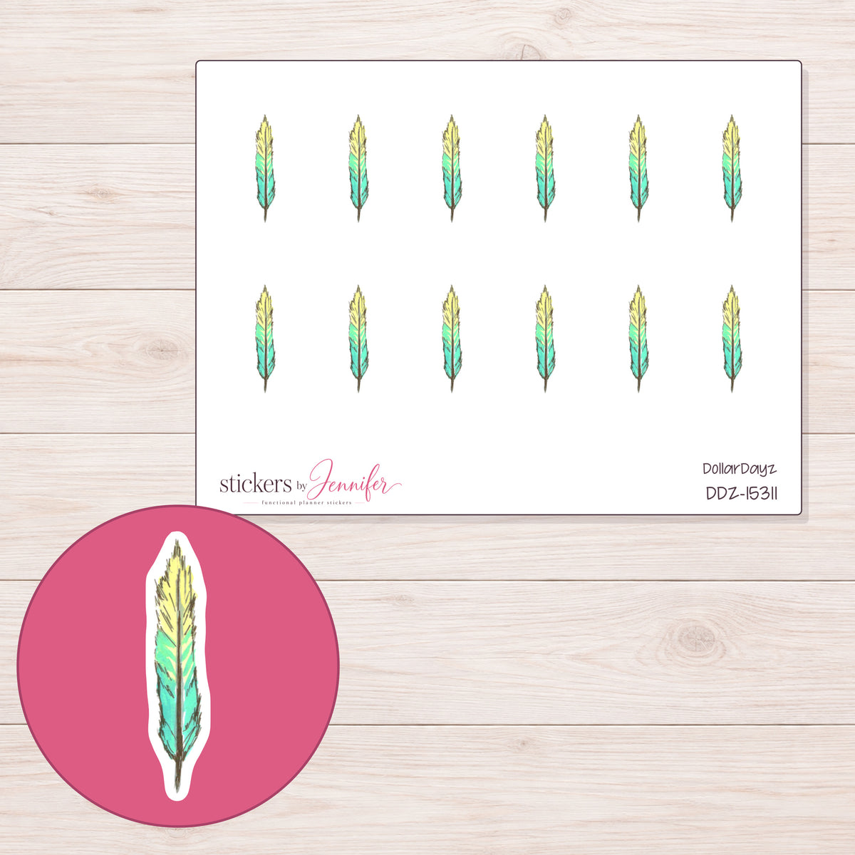 DDZ-15311 planner sticker sheet with enlarged sticker detail