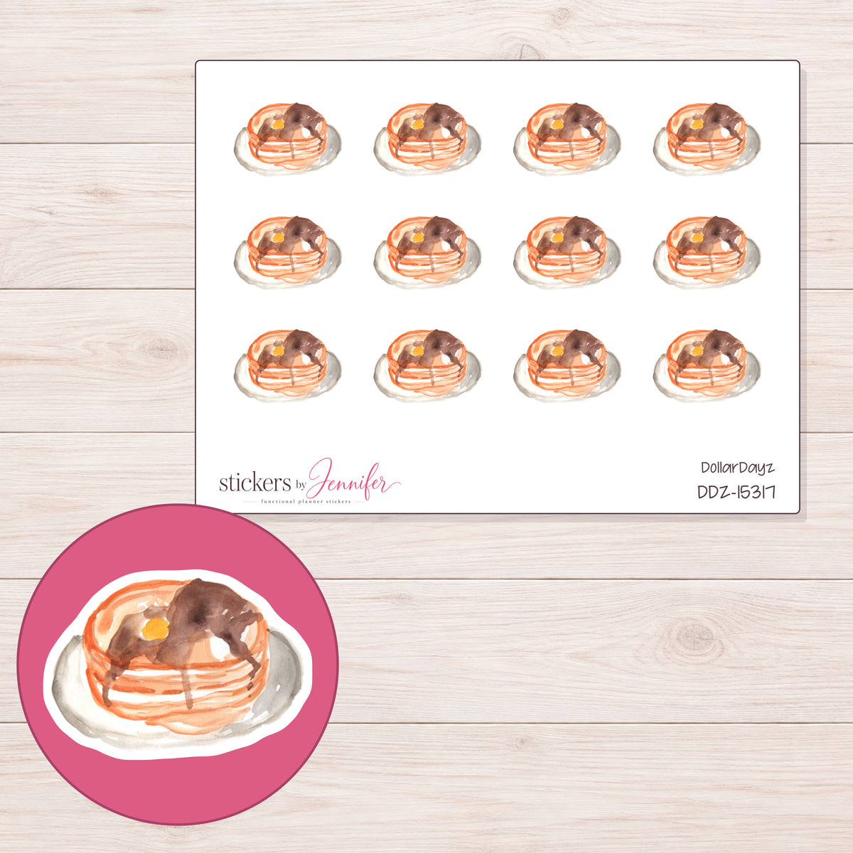 DDZ-15317 planner sticker sheet with enlarged sticker detail