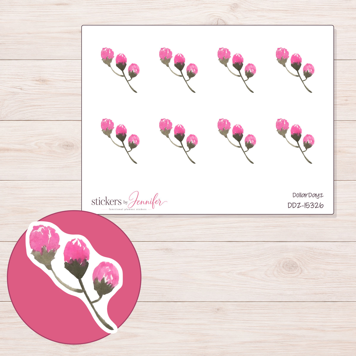 DDZ-15326 planner sticker sheet with enlarged sticker detail