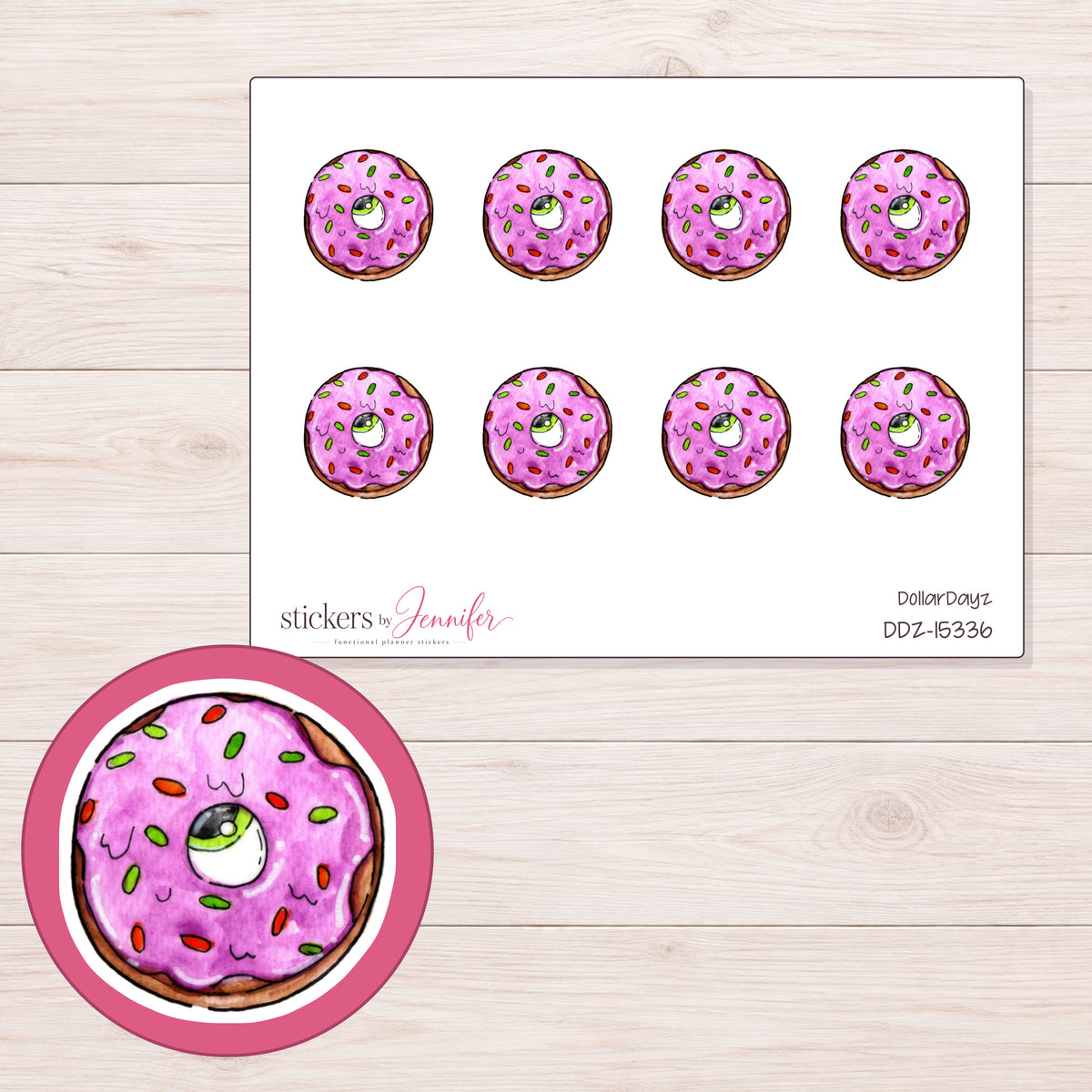 DDZ-15336 planner sticker sheet with enlarged sticker detail