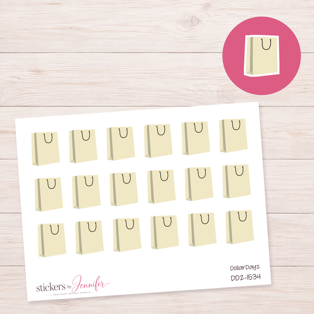 Cream Shopping Bag Planner Stickers | DDZ-1534