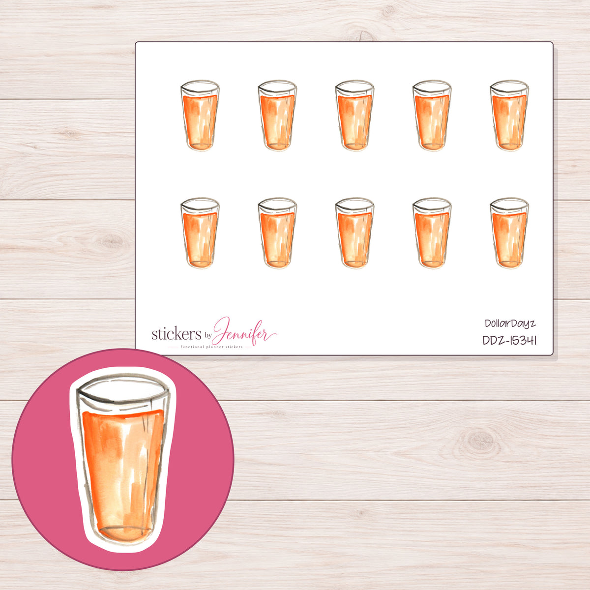 DDZ-15341 planner sticker sheet with enlarged sticker detail