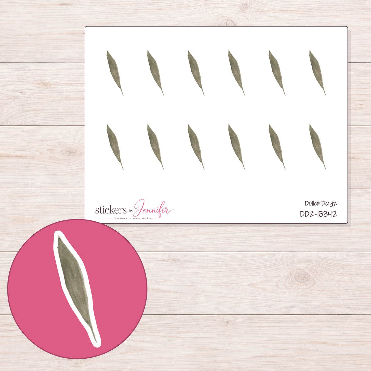 DDZ-15342 planner sticker sheet with enlarged sticker detail