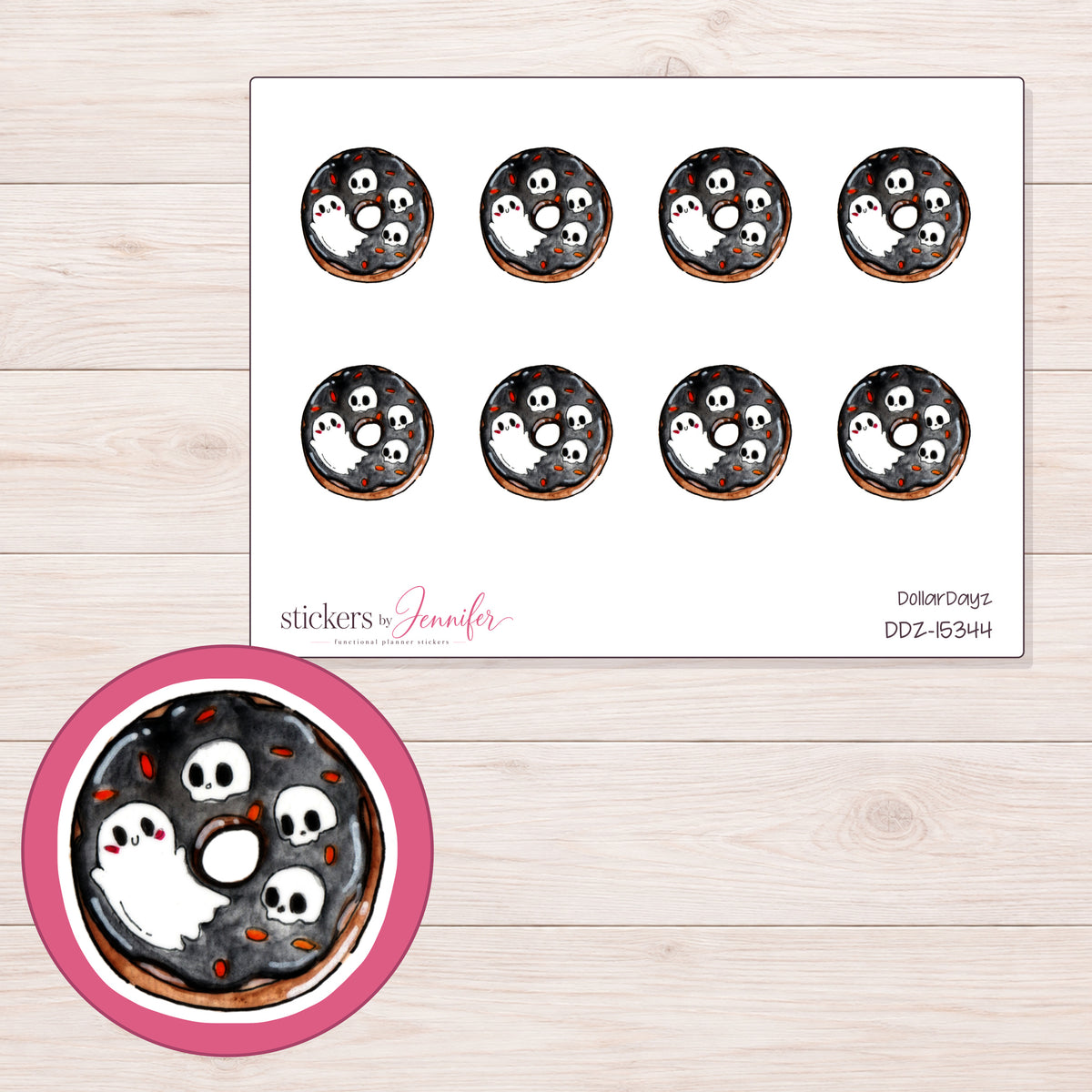 DDZ-15344 planner sticker sheet with enlarged sticker detail