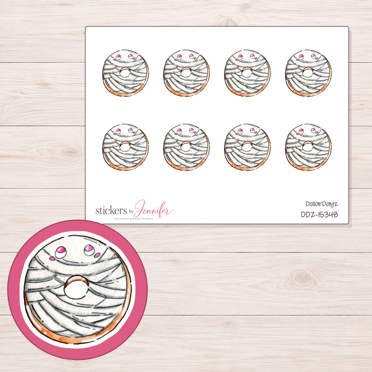 DDZ-15348 planner sticker sheet with enlarged sticker detail