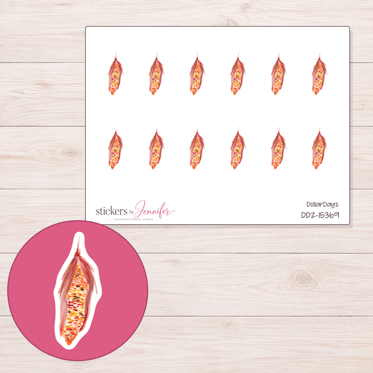 DDZ-15369 planner sticker sheet with enlarged sticker detail