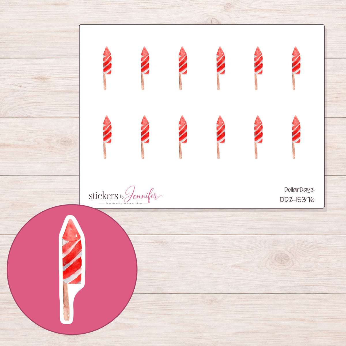 DDZ-15376 planner sticker sheet with enlarged sticker detail
