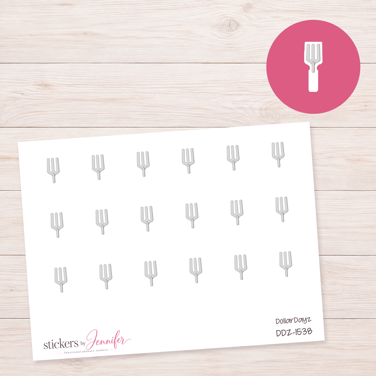 Silver Garden Fork Planner Stickers | DDZ-1538