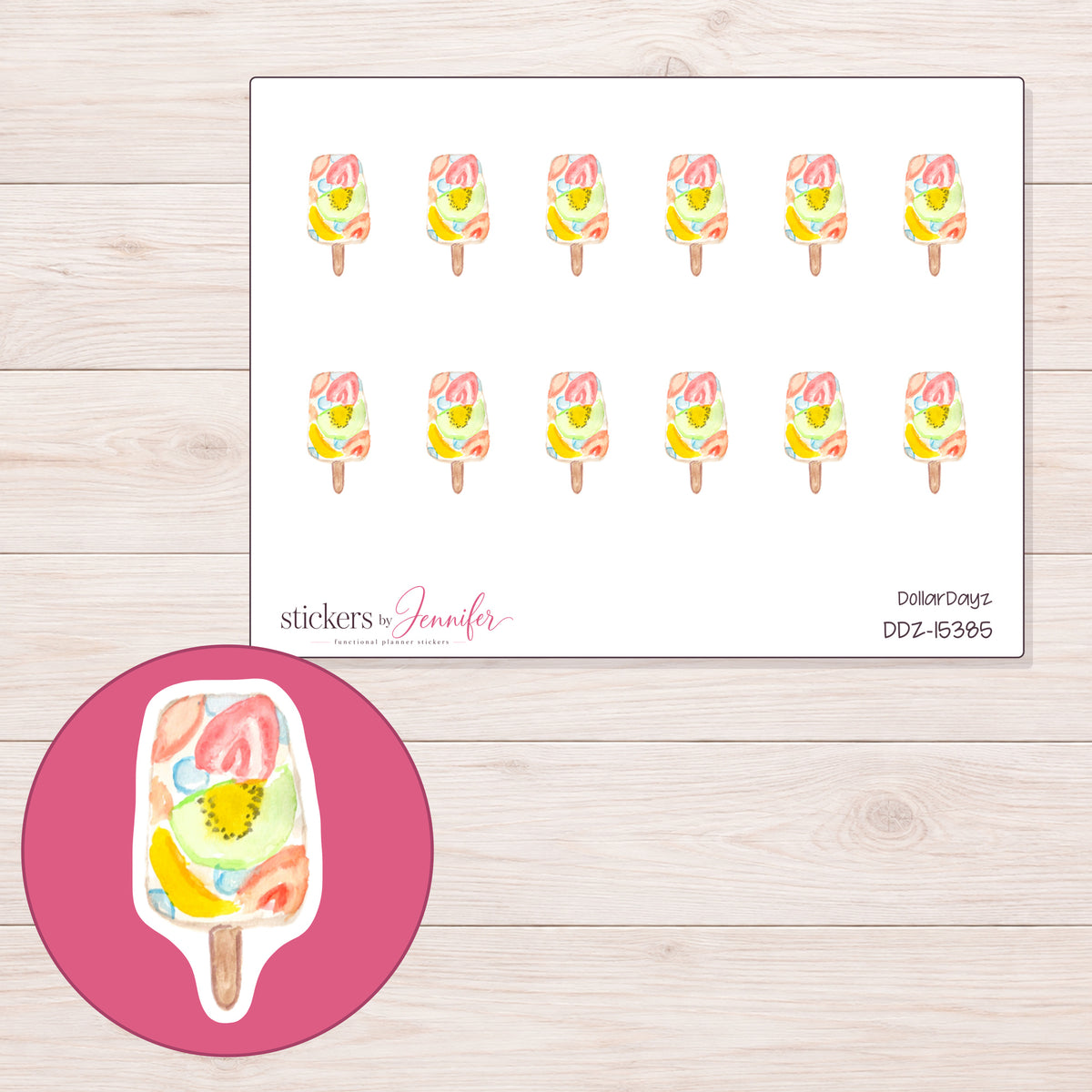 DDZ-15385 planner sticker sheet with enlarged sticker detail